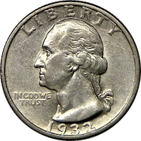 A well-worn silver quarter